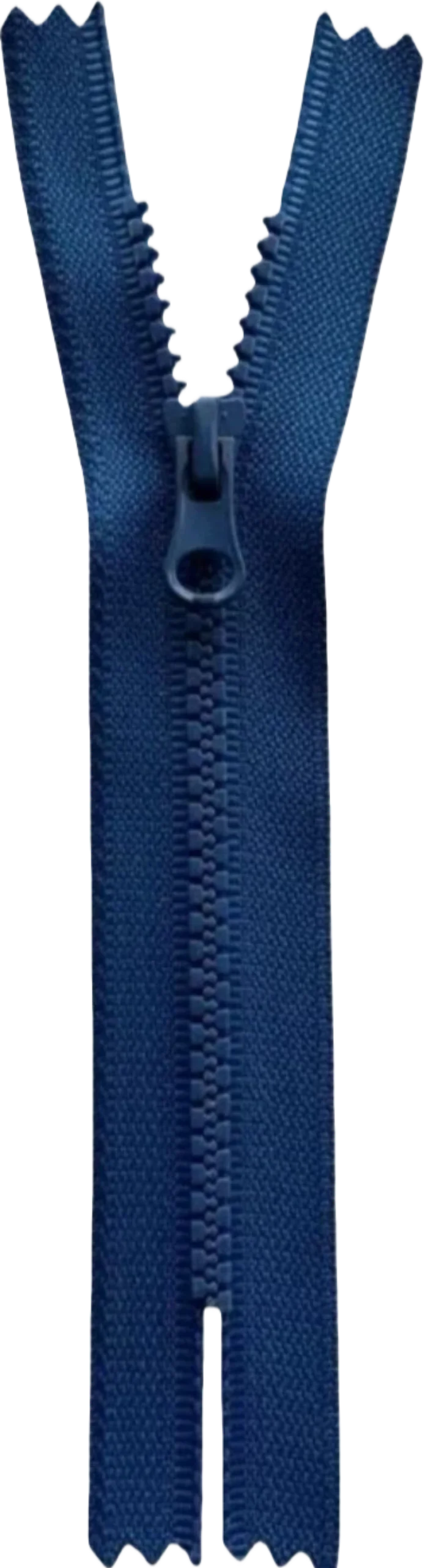 Blue nylon zipper closeup