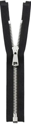 Black metal zipper closed