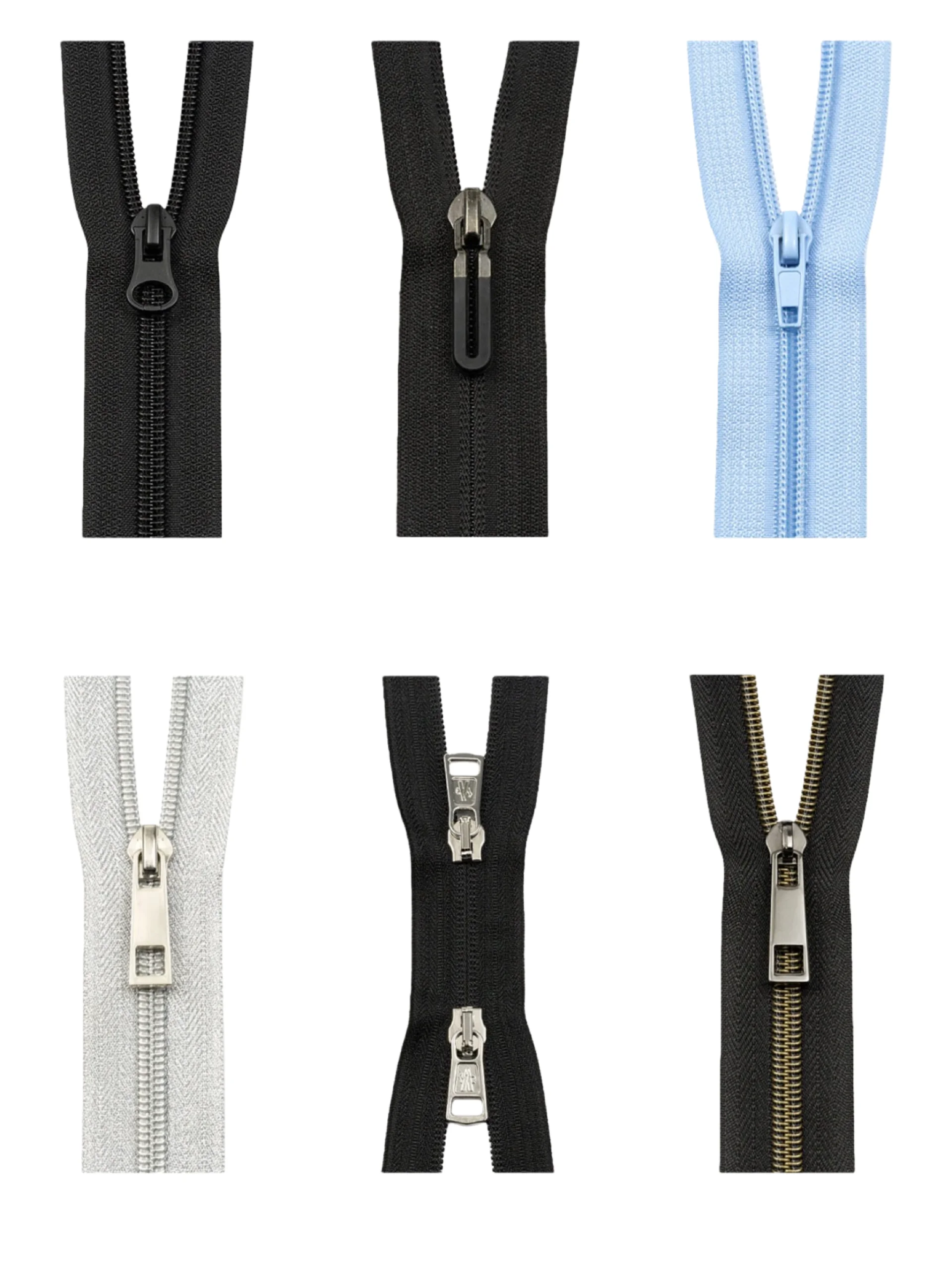 Variety of Zipper Types