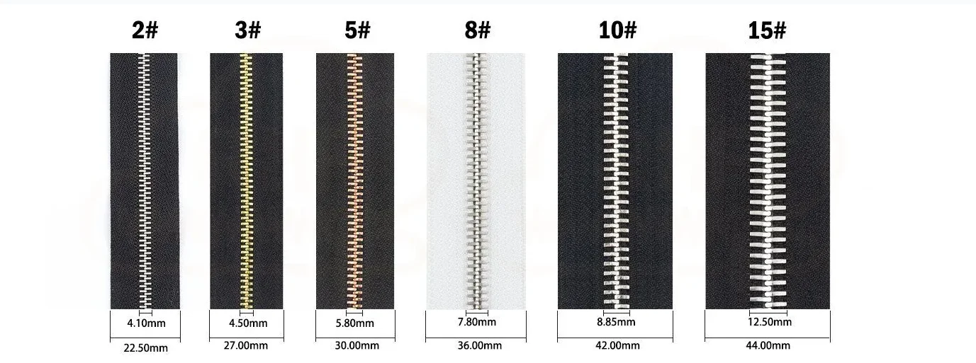 Metal Zipper Size Chart
