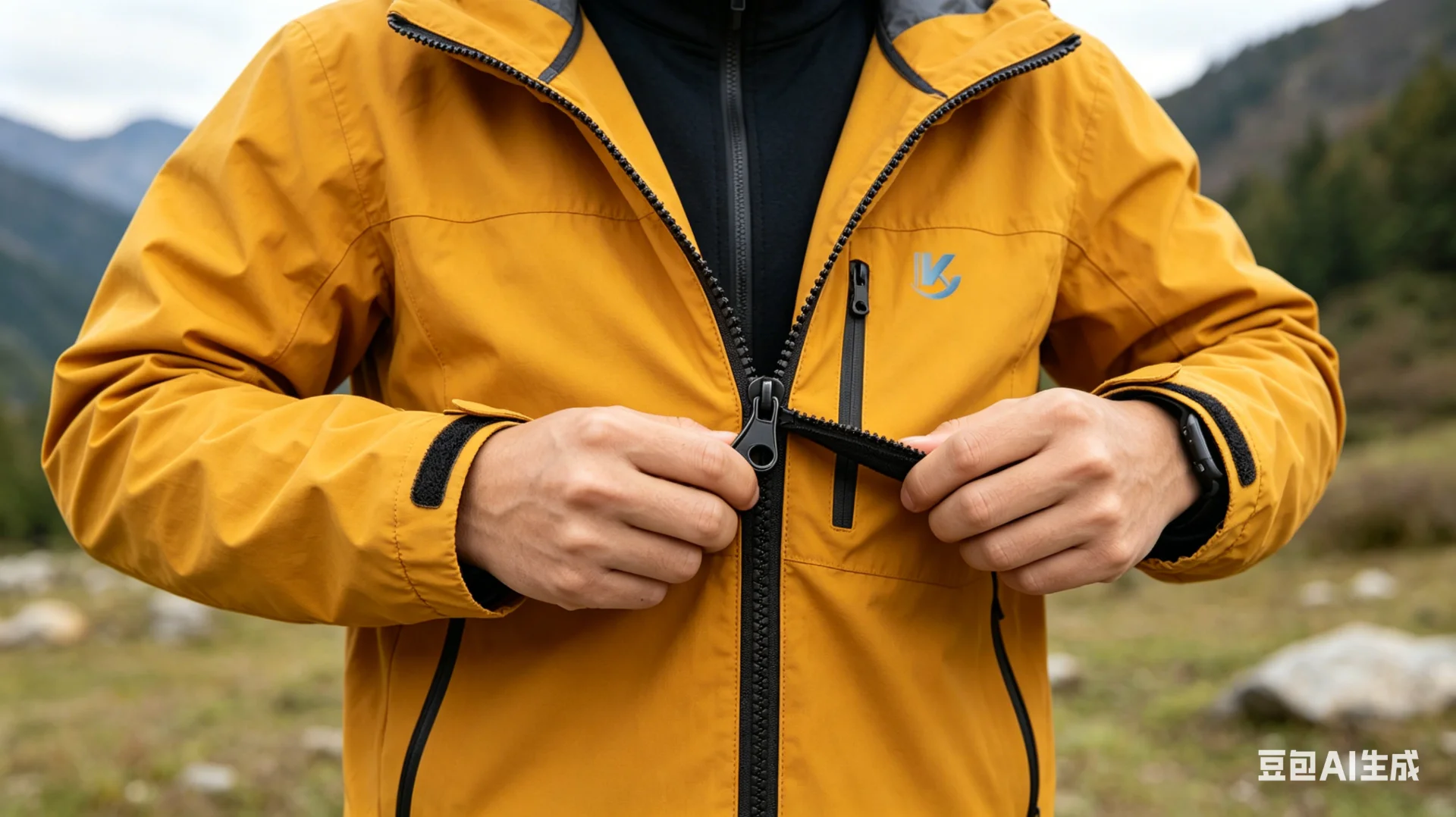 Outdoor gear with magnetic zipper